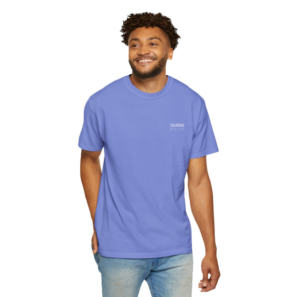 Queens White Unisphere New York Unisex Double Sided T-shirt - Flo Blue