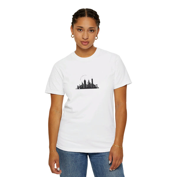 NYC Skyline T-Shirt Manhattan Unisex T-Shirt Garment-Dyed T-shirt Rainbow Text Comfort Colors White T-Shirt