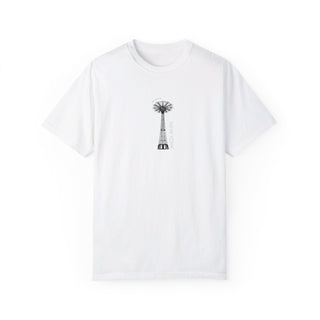 Brooklyn New York White T-Shirt Parachute Jump Ride T-Shirt Coney Island T-Shirt New York Unisex Garment-Dyed T-shirt Comfort Colors T-Shirt