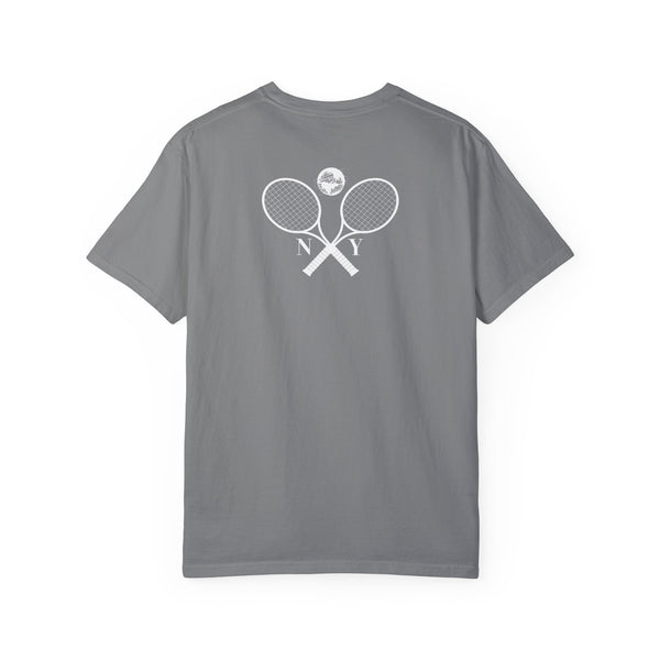 Queens Tennis-Unisphere Grey T-Shirt New York Double Sided T-Shirt Unisex Garment-Dyed T-shirt
