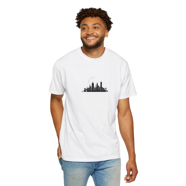 NYC Skyline T-Shirt Manhattan Unisex T-Shirt Garment-Dyed T-shirt Rainbow Text Comfort Colors White T-Shirt