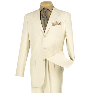3-Button Stylish Men's Regular-Fit Suit Ivory Triple Blessings