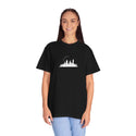 NYC Skyline T-Shirt Manhattan Landmarks Unisex T-Shirt Garment-Dyed T-shirt Rainbow Text Comfort Colors Black T-Shirt