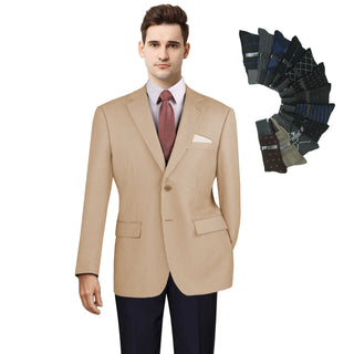 Luxurious Men's Modern-Fit Dress Houndstooth Blazer TAN