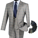 Luxurious Men's 3-Pieces Glen Plaid Suit - Gray Triple Blessings