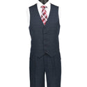 Luxurious Men's 3-Pieces Regular-Fit Windowpane Suit Olive Triple Blessings