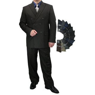 Luxurious Men's Double-Breasted Gangster Stripe Suit Triple Blessings