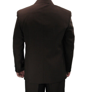 Men's Regular-Fit Double-Breasted Dress Suit Brown Triple Blessings