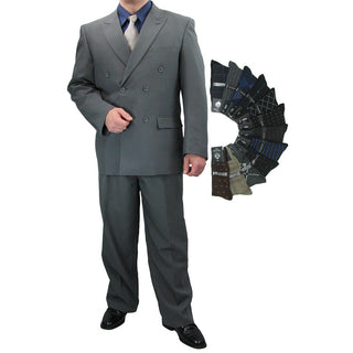 Men's Regular-Fit Double-Breasted Dress Suit Triple Blessings