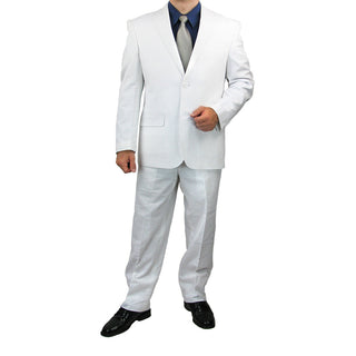 SALE! Sharp Hand Tailored Mens 2pc. 2 Button Linen Blend Suit - WHITE Triple Blessings