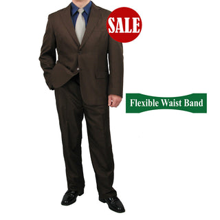 SALE! Sharp Mens 2pc. 2-B Comfortable Stretch Waist Suit - COCOA Triple Blessings