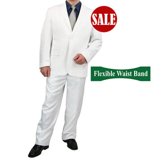 SALE! Sharp Mens 2pc. 2-B Comfortable Stretch Waist Suit - WHITE Triple Blessings