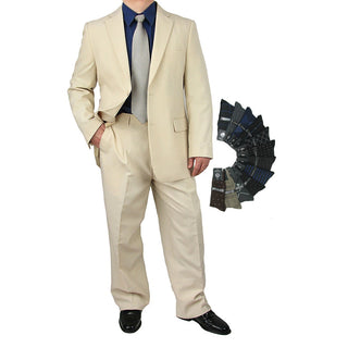 Stylish Men's Regular-Fit Suit Beige Triple Blessings