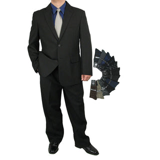 Stylish Men's Regular-Fit Suit Black Triple Blessings