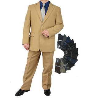 Stylish Men's Regular-Fit Suit Khaki Triple Blessings