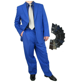 Stylish Men's Regular-Fit Suit Royal Blue Triple Blessings