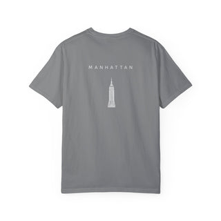 Manhattan White Empire State Building New York Unisex Double Sided T-shirt - Grey