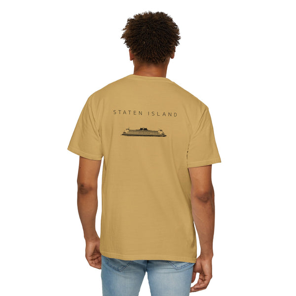 Staten Island Black Ferry New York Unisex Double Sided T-shirt - Mustard