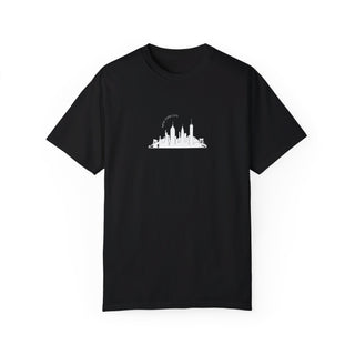 NYC Skyline T-Shirt Manhattan Landmarks Unisex T-Shirt Garment-Dyed T-shirt Rainbow Text Comfort Colors Black T-Shirt