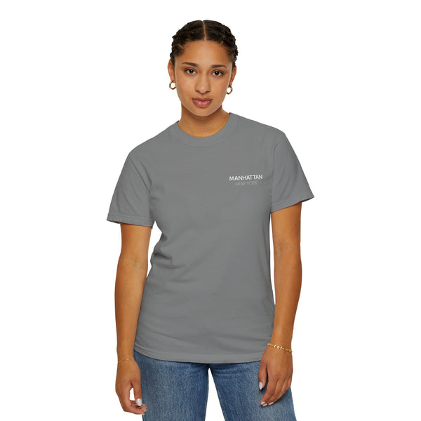 Manhattan White Empire State Building New York Unisex Double Sided T-shirt - Grey