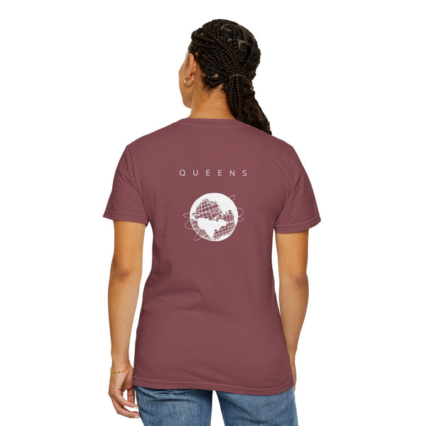 Queens White Unisphere New York Unisex Double Sided T-shirt - Vineyard