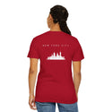 New York City White Skyline Manhattan Unisex Double Sided T-shirt - Red