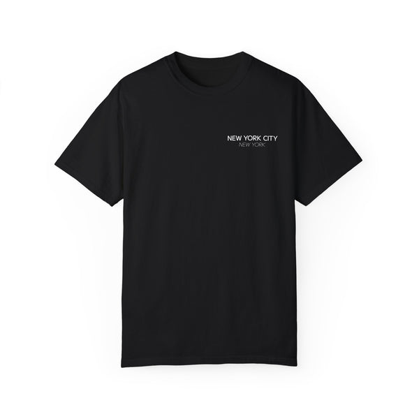 New York City White Skyline Manhattan Unisex Double Sided T-shirt - Black