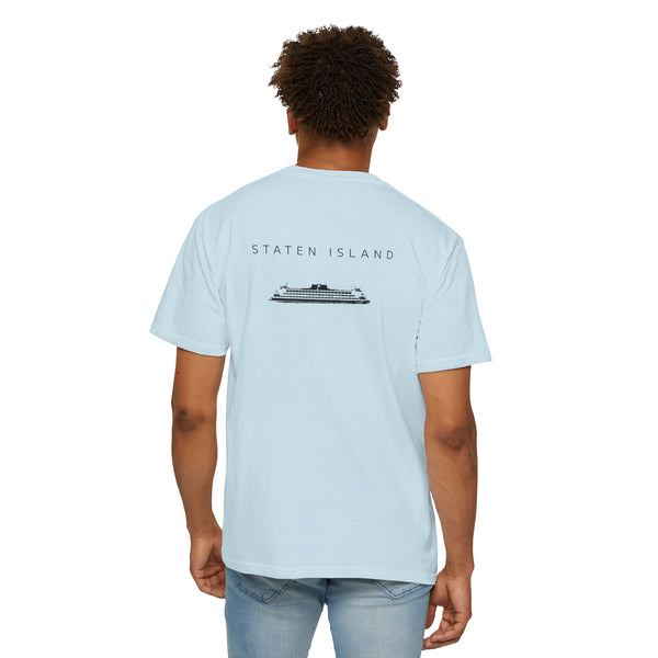 Staten Island Black Ferry New York Unisex Double Sided T-shirt - Chambray