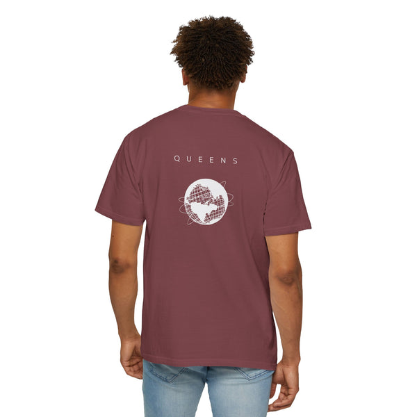 Queens White Unisphere New York Unisex Double Sided T-shirt - Vineyard