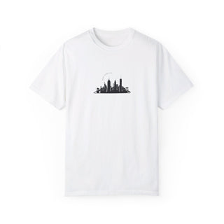 NYC Skyline T-Shirt Manhattan Unisex T-Shirt Garment-Dyed T-shirt Rainbow Text Comfort Colors White T-Shirt