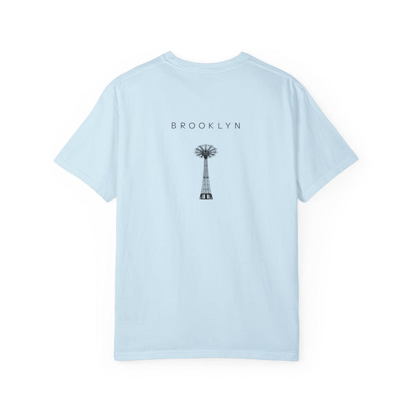 Brooklyn Black Parachute Coney Island New York Unisex Double Sided T-shirt - Chambray