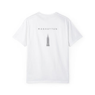 Manhattan Black Empire State Building New York Unisex Double Sided T-shirt - White