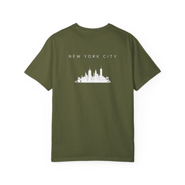 New York City White Skyline Manhattan Unisex Double Sided T-shirt - Hemp