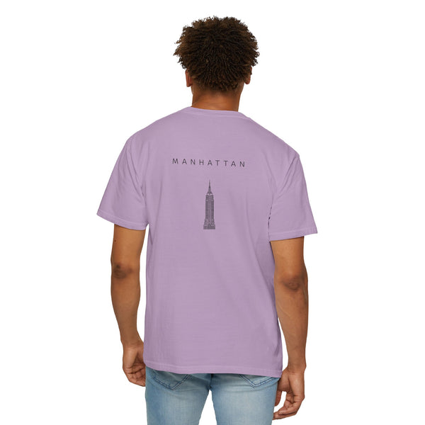 Manhattan Black Empire State Building New York Unisex Double Sided T-shirt - Orchid