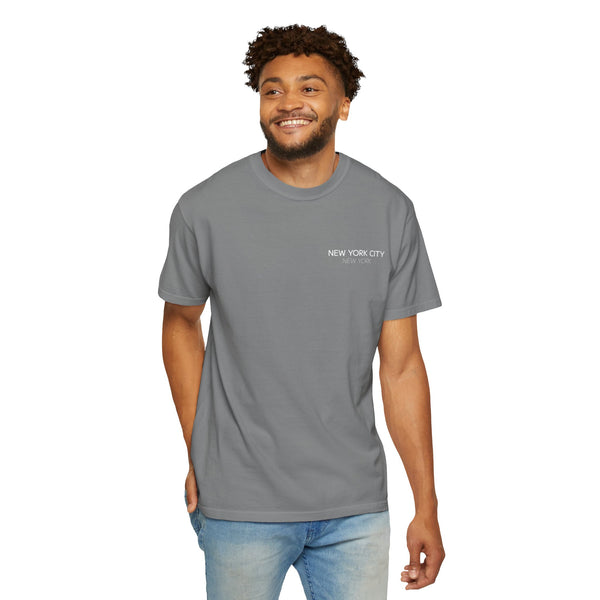 New York City White Skyline Manhattan Unisex Double Sided T-shirt - Grey