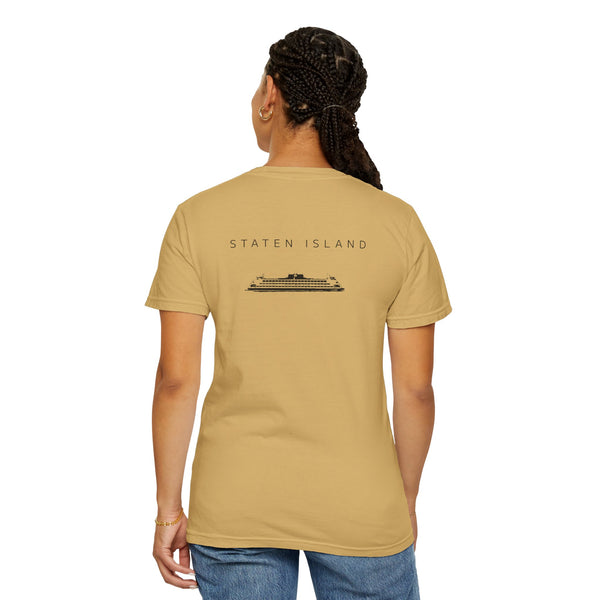 Staten Island Black Ferry New York Unisex Double Sided T-shirt - Mustard