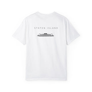 Staten Island Black Ferry New York Unisex Double Sided T-shirt - White