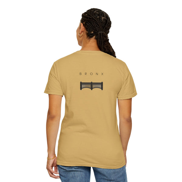 Bronx Black Facade Yankee Stadium New York Unisex Double Sided T-shirt - Mustard