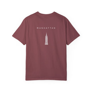 Manhattan White Empire State Building New York Unisex Double Sided T-shirt - Vineyard