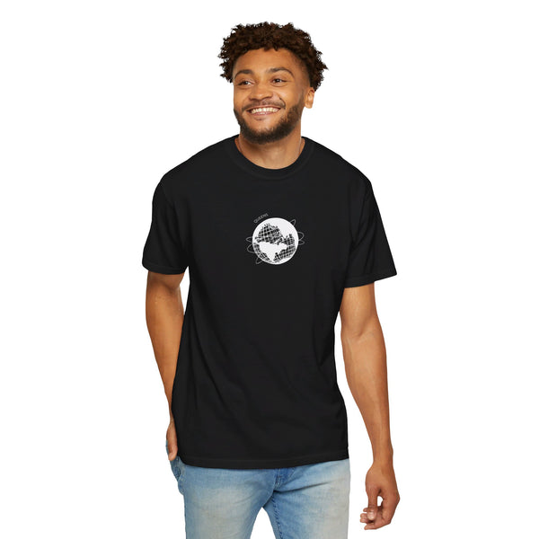 Queens Black Unisphere T-Shirt World's Fair T-Shirt Unisex Garment-Dyed T-shirt Rainbow Arc Text T-Shirt Comfort Colors T-Shirt