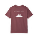 New York City White Skyline Manhattan Unisex Double Sided T-shirt - Vineyard