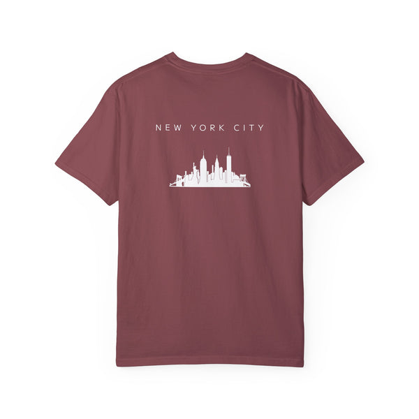 New York City White Skyline Manhattan Unisex Double Sided T-shirt - Vineyard