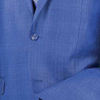 Luxurious Men's Regular-Fit Glen Plaid Suit Blue