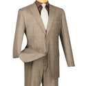 Luxurious Men's Regular-Fit Glen Plaid Suit Tan