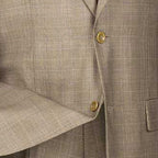 Luxurious Men's Regular-Fit Glen Plaid Suit Tan