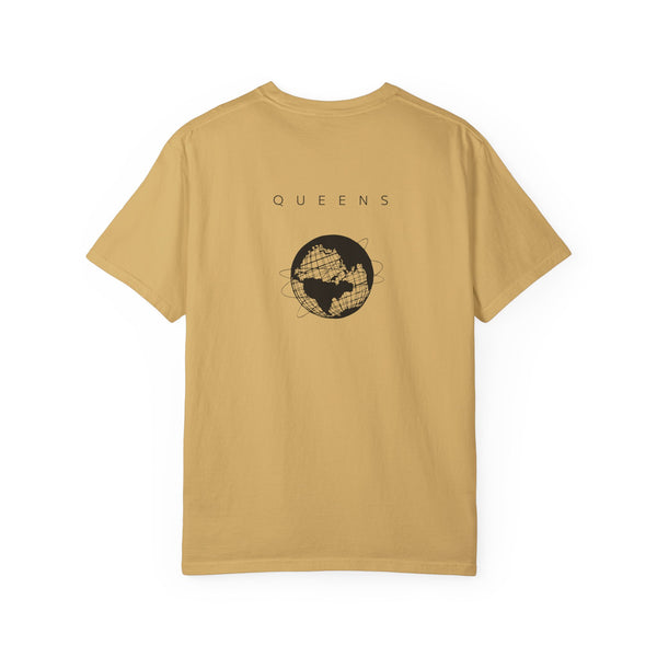 Queens Black Unisphere New York Unisex Double Sided T-shirt - Mustard