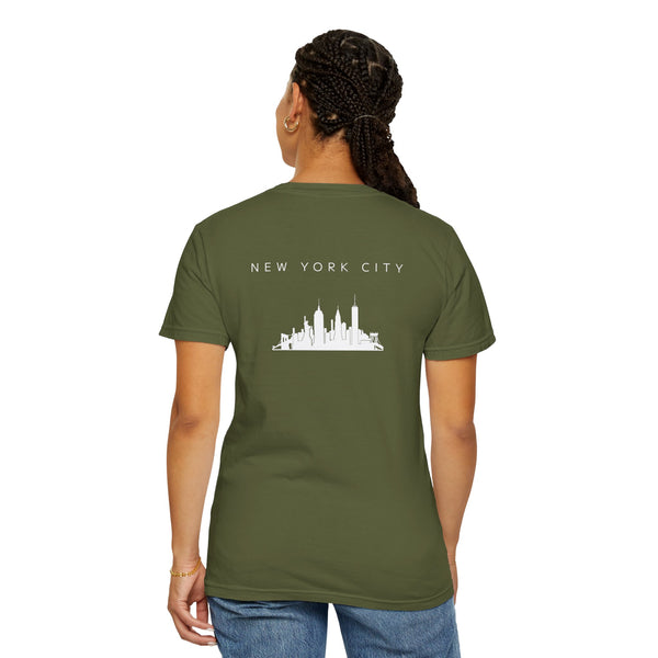 New York City White Skyline Manhattan Unisex Double Sided T-shirt - Hemp