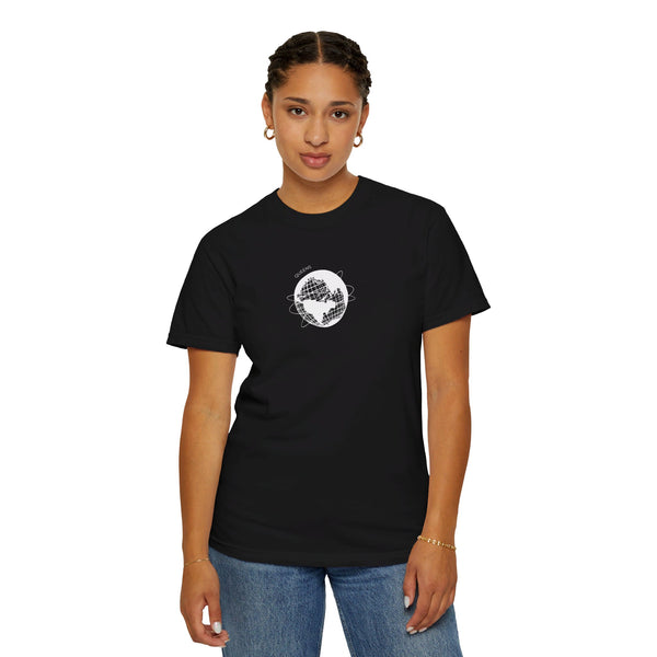 Queens Black Unisphere T-Shirt World's Fair T-Shirt Unisex Garment-Dyed T-shirt Rainbow Arc Text T-Shirt Comfort Colors T-Shirt