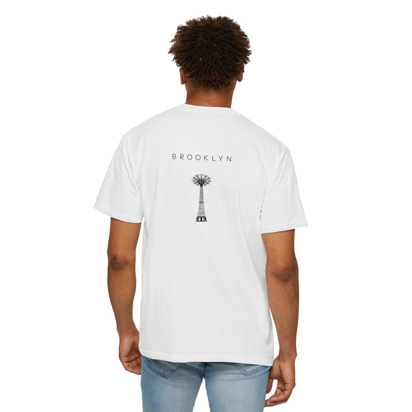 Brooklyn Black Parachute Coney Island New York Unisex Double Sided T-shirt - White