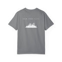 New York City White Skyline Manhattan Unisex Double Sided T-shirt - Grey